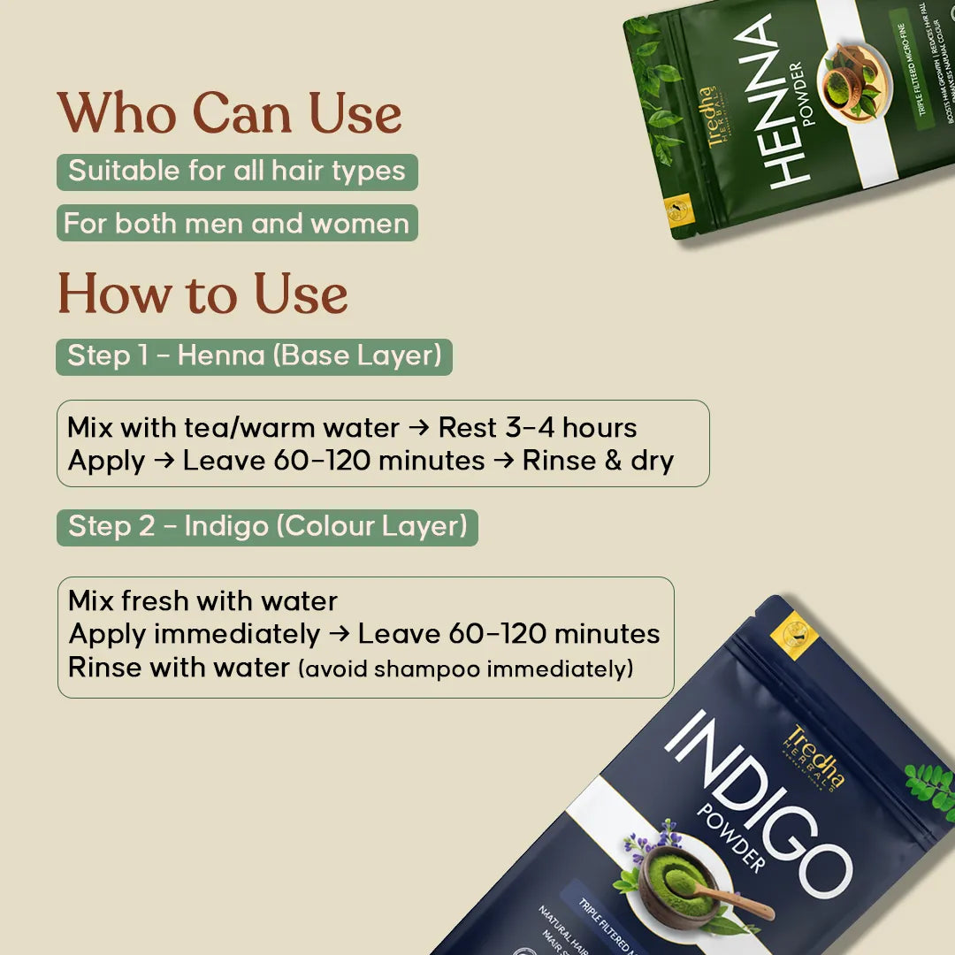 Tredha Natural Henna & Indigo Powder